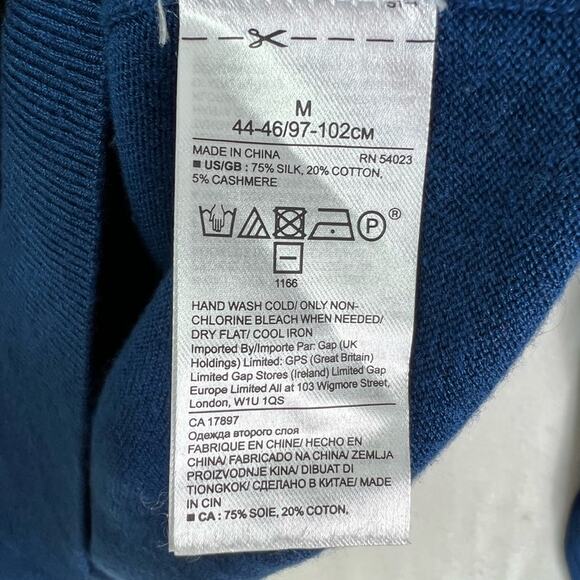 Banana Republic Sweater Mens M Blue Luxury Blend Silk Cotton Cashmere V-neck - Picture 11 of 12